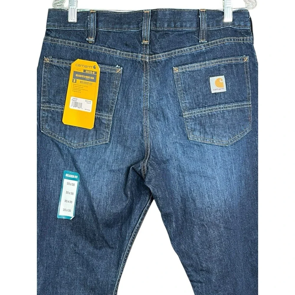 Carhartt Jeans Men NWT 35X30 BD5119-M Blue Relaxed Fit Straight Leg‎ Denim Pants